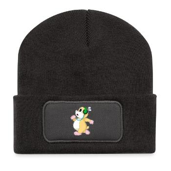 Hamster Jogger Jogging Sports - Beanie recyclé à patch - charbon - Devant