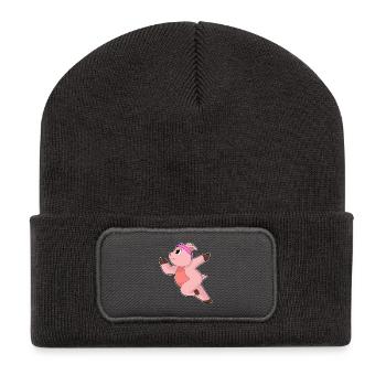 Cochon Jogger Jogging Sport - Beanie recyclé à patch - charbon - Devant