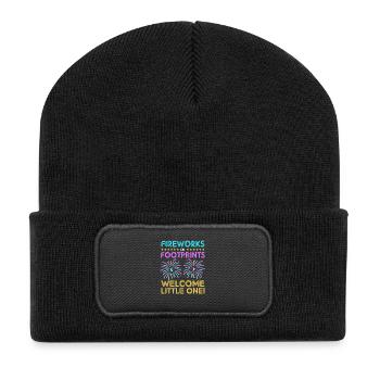 Gender Reveal New Year - Recycled Patch Beanie - black - Front