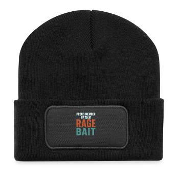 Stolzes Mitglied des Teams Rage Bait, lustiger Spruch - Recycelte Patch Beanie - Schwarz - Vorne