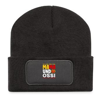 Mama Ossi Spruch Rocke Les deux RDA Stolz - Beanie recyclé à patch - charbon - Devant