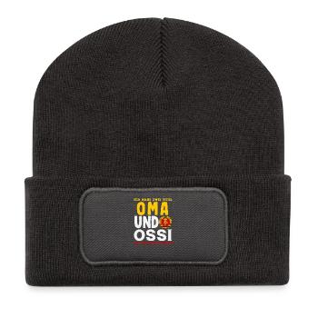 Oma Ossi Spruch Rocke Les deux RDA Stolz - Beanie recyclé à patch - charbon - Devant