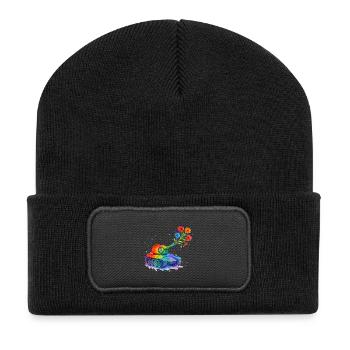 Rainbow Tank Peace – Watercolor Antiwar - Recycled Patch Beanie - black - Front