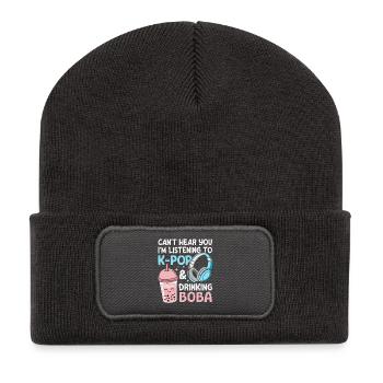 K-Pop Korea-Popmusik Bubble Tea Boba - Recycelte Patch Beanie - Dunkelgrau - Vorne