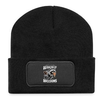 Funny Raccoon - Recycelte Patch Beanie - Schwarz - Vorne