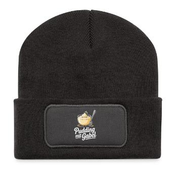 Pudding à la fourchette - Beanie recyclé à patch - charbon - Devant