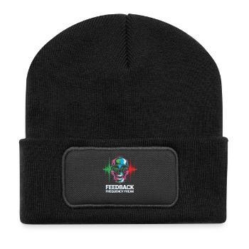 Feedback Frequency Freak Punk Rock Music - Recycelte Patch Beanie - Schwarz - Vorne