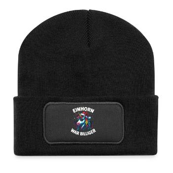 Weihnachten Spruch Humor Einhorn Lustig Rentier - Recycelte Patch Beanie - Schwarz - Vorne