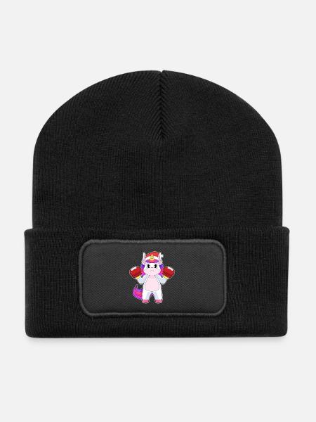 Einhorn Weihnachten Boxen - Recycelte Patch Beanie - Schwarz