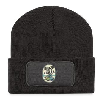 Accro aux matins tranquilles Amateur de pêche - Beanie recyclé à patch - charbon - Devant