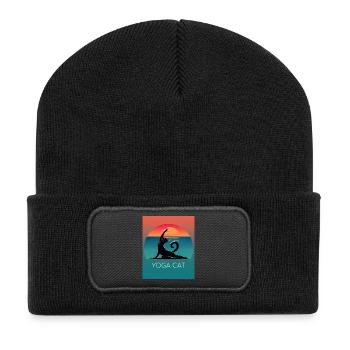 Yoga Cat – Un design décontracté pour les fans de chats - Beanie recyclé à patch - noir - Devant