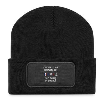 J’en ai marre de me réveiller et de ne pas être en France - Beanie recyclé à patch - noir - Devant