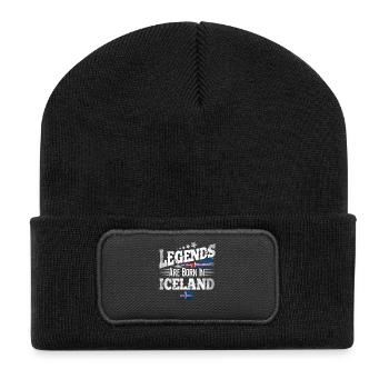 Iceland Place of Birth Birthday - Recycled Patch Beanie - black - Front