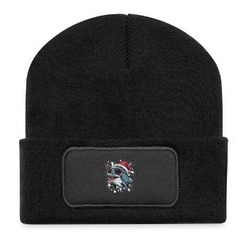 Dolphin Christmas Funny - Recycled Patch Beanie - black - Front