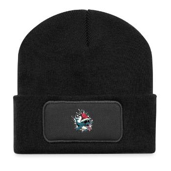 Baleine Noël Drôle - Beanie recyclé à patch - noir - Devant