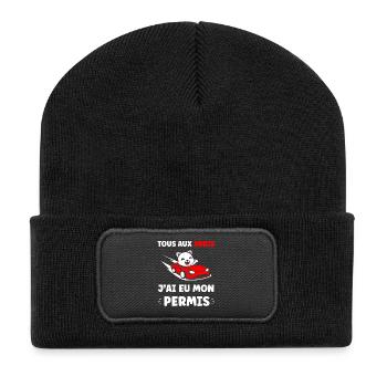 Panda in Red Cabrio Allowed - Recycled Patch Beanie - black - Front