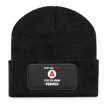 Humour j'ai mon permis de conduire - Beanie recyclé à patch - noir - Devant