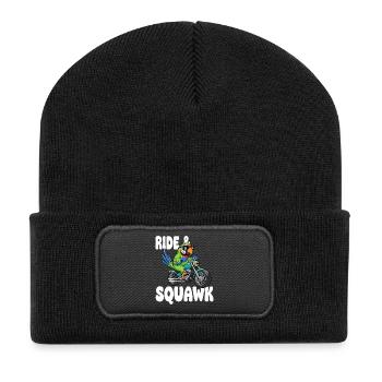 Raging parrot on motorcycle - Recycled Patch Beanie - black - Front