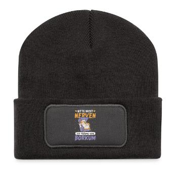 S’IL VOUS PLAÎT, NE VOUS ÉNERVEZ PAS RÊVES DE BORKUM - Beanie recyclé à patch - charbon - Devant
