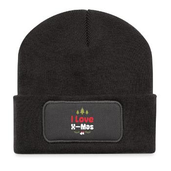 I love Xmas Christmas - Recycled Patch Beanie - dark grey - Front