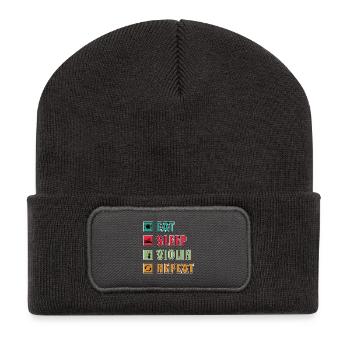 Eat Sleep Violin Repeat Grafik - Recycelte Patch Beanie - Dunkelgrau - Vorne