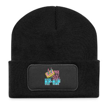 Rewind 90s Beat Rhythm Cassette Culture Sound - Recycelte Patch Beanie - Schwarz - Vorne