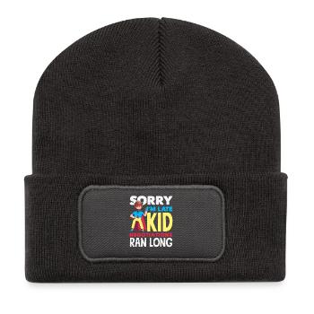Désolé, je suis en retard. - Beanie recyclé à patch - charbon - Devant