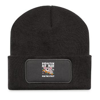 Positiv auf Müde getestet Koala Humor - Recycelte Patch Beanie - Dunkelgrau - Vorne