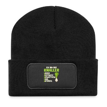 Gewichtheber BIN EIN LAUCH LÄSSIG COOL Lustig - Recycelte Patch Beanie - Schwarz - Vorne