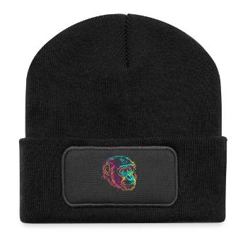 Néon Singe Portrait Couleur Explosion - Beanie recyclé à patch - noir - Devant