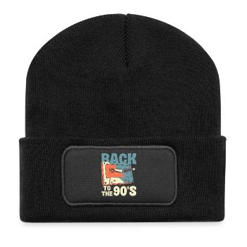 90s Birthday 90s Cassette Costume - Recycled Patch Beanie - black - Front