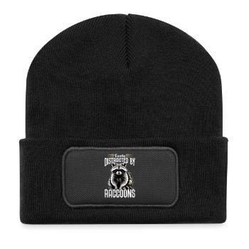 Funny Raccoon - Recycled Patch Beanie - black - Front