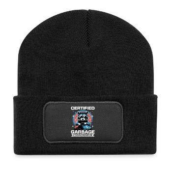 Funny Raccoon - Recycelte Patch Beanie - Schwarz - Vorne