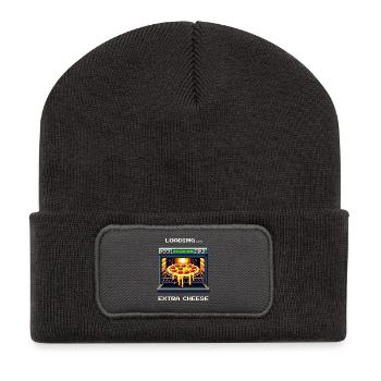 Chargement... Extra Fromage | Pizza Gaming Humour - Beanie recyclé à patch - charbon - Devant