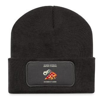 Status Effect: Greasy Fingers | Pizza Aim Humor - Recycled Patch Beanie - dark grey - Front