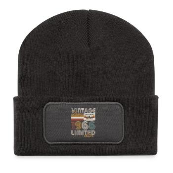 Jahrgang 1966 Geboren Geburtstags Geschenk - Recycelte Patch Beanie - Dunkelgrau - Vorne