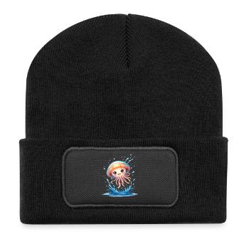 Cute jellyfish friend in the water vortex - Recycled Patch Beanie - black - Front