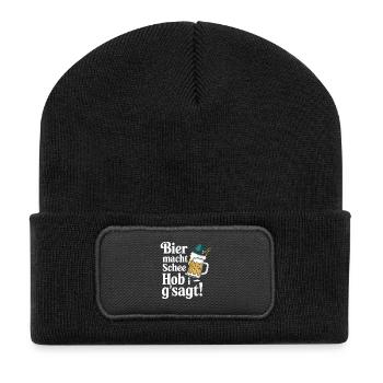 Bier macht Schee Hob i g'sagt! - Recycelte Patch Beanie - Schwarz - Vorne