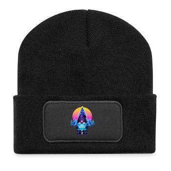 Cyberpunk Code Wichtel - Synthwave Xmas Nerd - Recycelte Patch Beanie - Schwarz - Vorne
