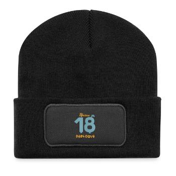 Niveau 18 Débloqué - Beanie recyclé à patch - noir - Devant