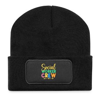 Équipe de quota de travailleurs sociaux Travail social - Beanie recyclé à patch - noir - Devant