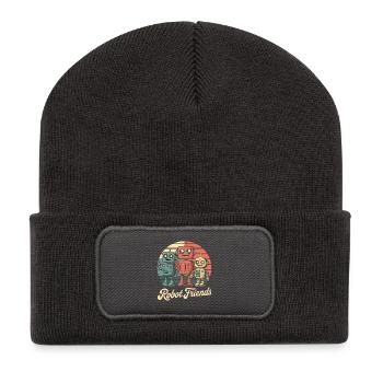 Robot rétro - Robot Friends - Beanie recyclé à patch - charbon - Devant