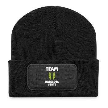 Französische Bohne - Recycelte Patch Beanie - Schwarz - Vorne