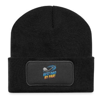 Bester Papa Auf Dem Golfplatz – Best Dad By Par - Recycelte Patch Beanie - Schwarz - Vorne