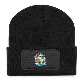Color fish with sunglasses - Recycled Patch Beanie - black - Front