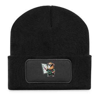 Coach de hamsters avec emploi du temps - Beanie recyclé à patch - noir - Devant