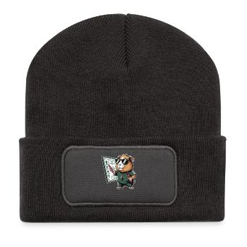 Coach de hamsters avec emploi du temps - Beanie recyclé à patch - charbon - Devant