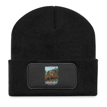 Amsterdam, Netherlands - Recycled Patch Beanie - black - Front