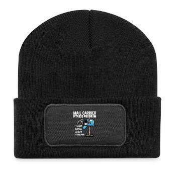 Lustiger Postbote Postbote I Fitness Programm Post - Recycelte Patch Beanie - Schwarz - Vorne