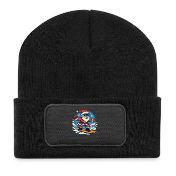 Surf Père Noël Noël Vacances amusantes - Beanie recyclé à patch - noir - Devant